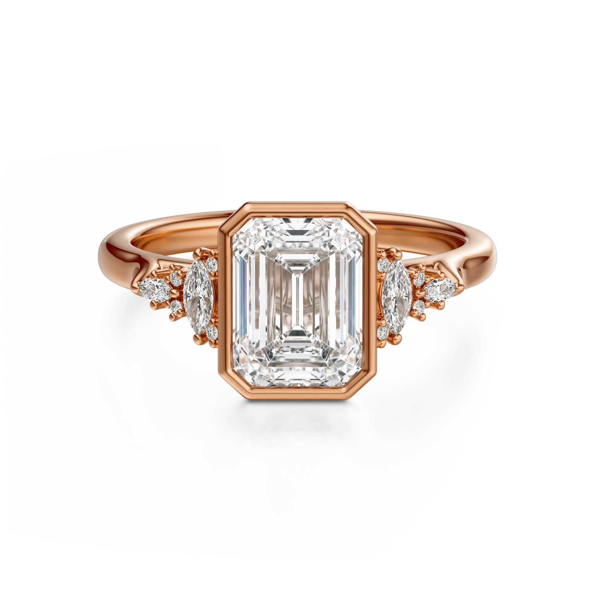 Marquise Shaped Three Stone Lab Grown Diamond Engagement Ring