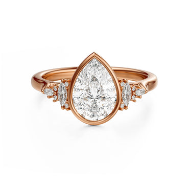 Marquise Shaped Three Stone Lab Grown Diamond Engagement Ring