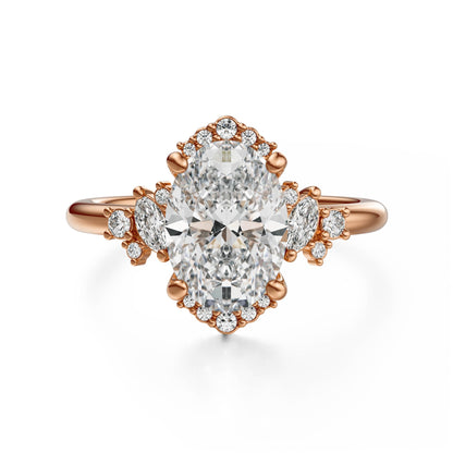 Marquise Shaped Three Stone Lab Grown Diamond Engagement Ring