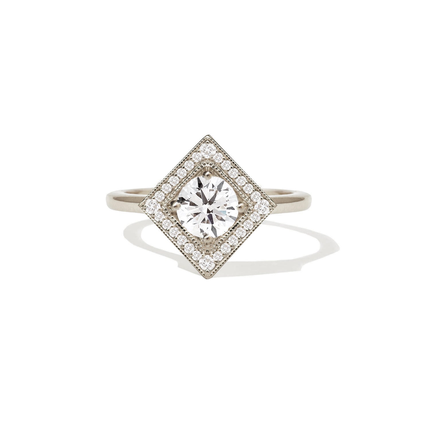 Marquise Shaped Three Stone Lab Grown Diamond Engagement Ring