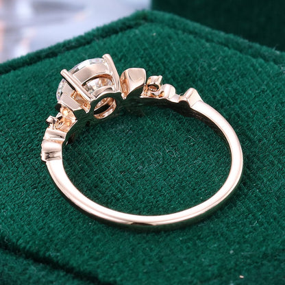 1 CT Round Shaped Floral Inspired Lab Grown Diamond Engagement Ring