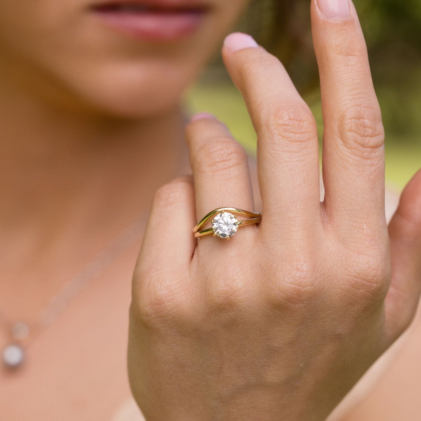 Marquise Shaped Three Stone Lab Grown Diamond Engagement Ring
