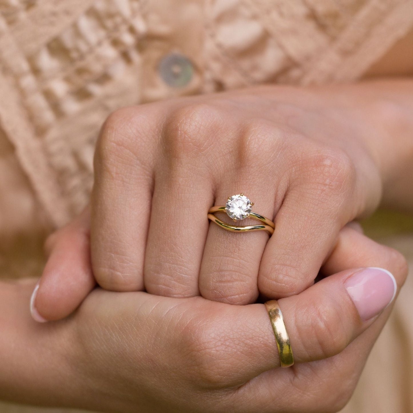 Marquise Shaped Three Stone Lab Grown Diamond Engagement Ring