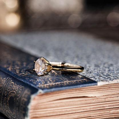 Marquise Shaped Three Stone Lab Grown Diamond Engagement Ring