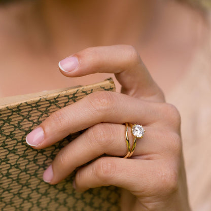 Marquise Shaped Three Stone Lab Grown Diamond Engagement Ring