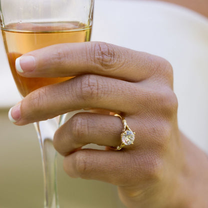 Marquise Shaped Three Stone Lab Grown Diamond Engagement Ring