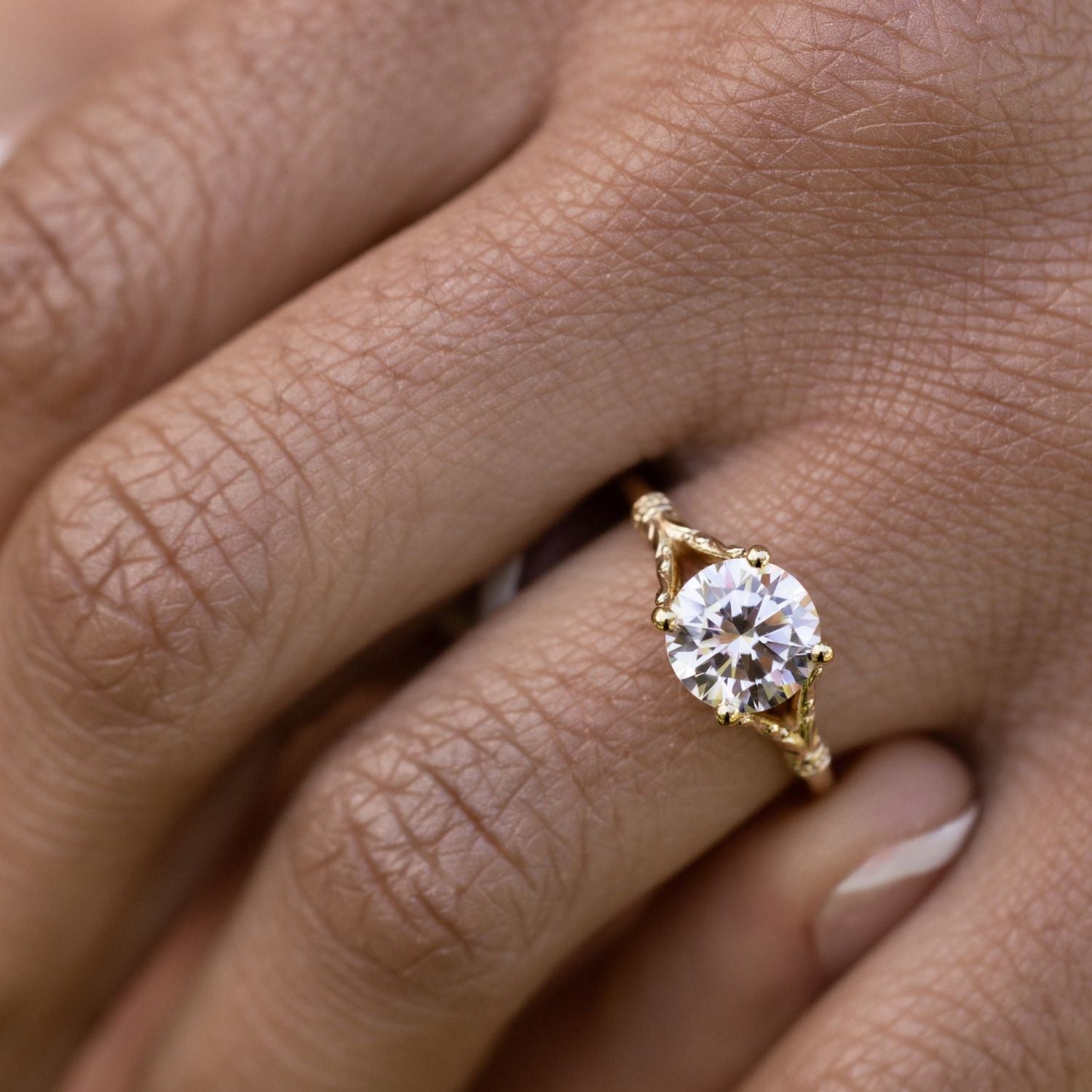 Marquise Shaped Three Stone Lab Grown Diamond Engagement Ring