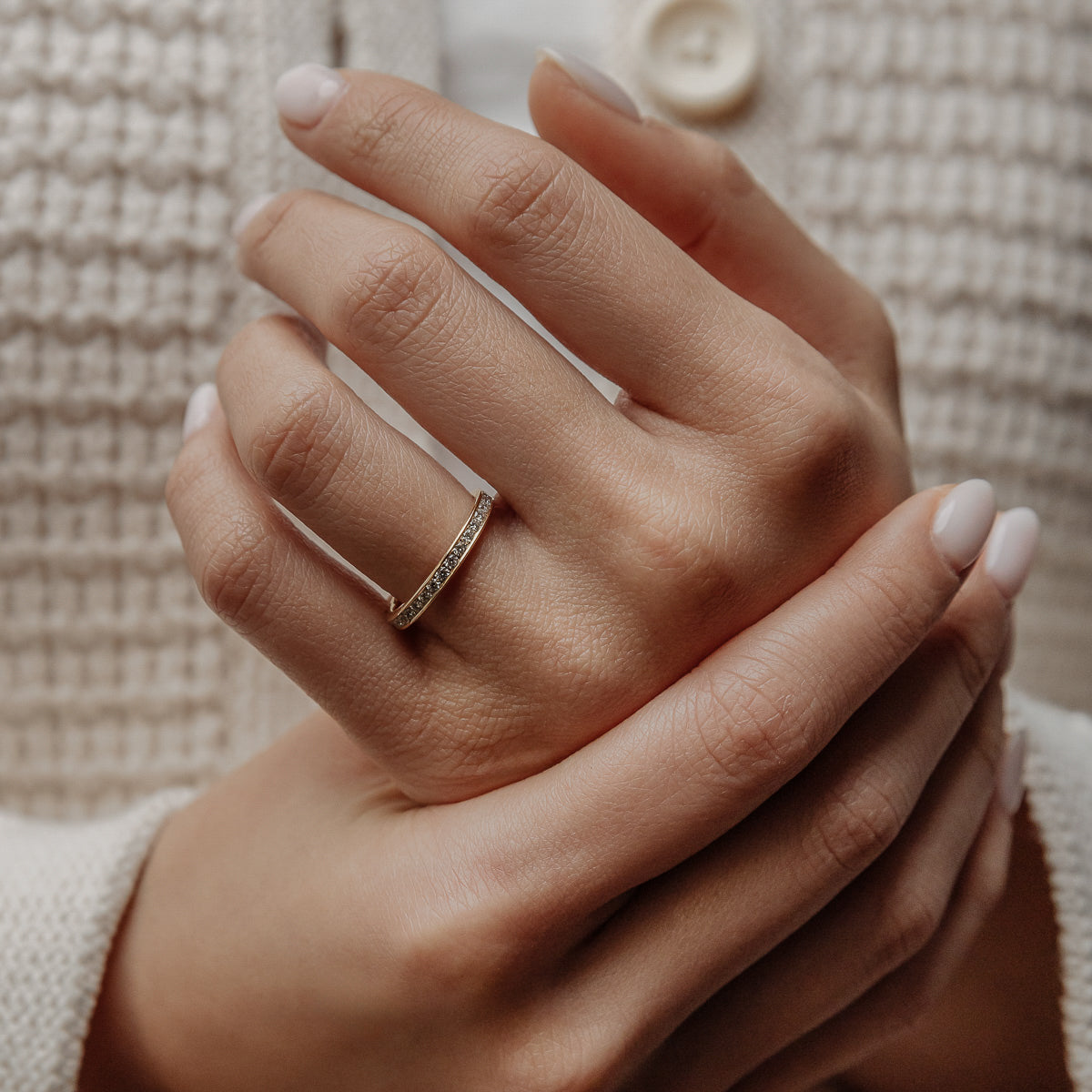 0.32 TCW Round Stones Half Eternity Lab Grown Diamond Wedding Band