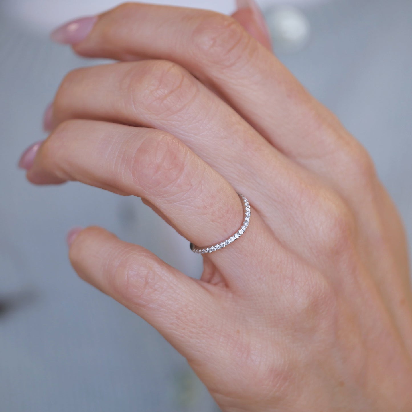 0.25 TCW Round Shaped Half Eternity Lab Grown Diamond Wedding Band