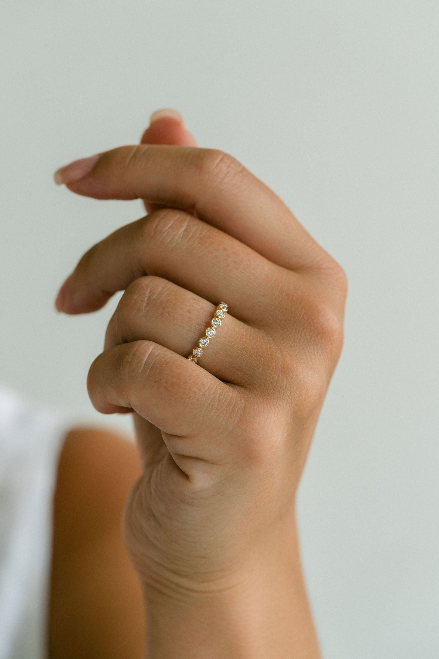 0.25 TCW Round Shaped Half Eternity Lab Grown Diamond Wedding Band