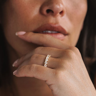 0.25 TCW Round Shaped Half Eternity Lab Grown Diamond Wedding Band