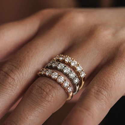 0.25 TCW Round Shaped Half Eternity Lab Grown Diamond Wedding Band