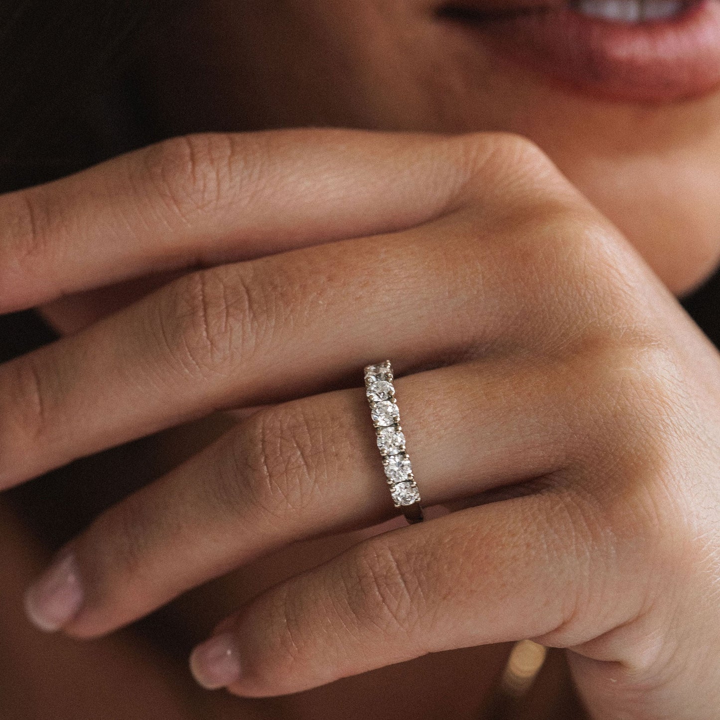 0.25 TCW Round Shaped Half Eternity Lab Grown Diamond Wedding Band