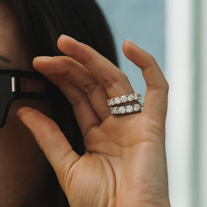 0.25 TCW Round Shaped Half Eternity Lab Grown Diamond Wedding Band