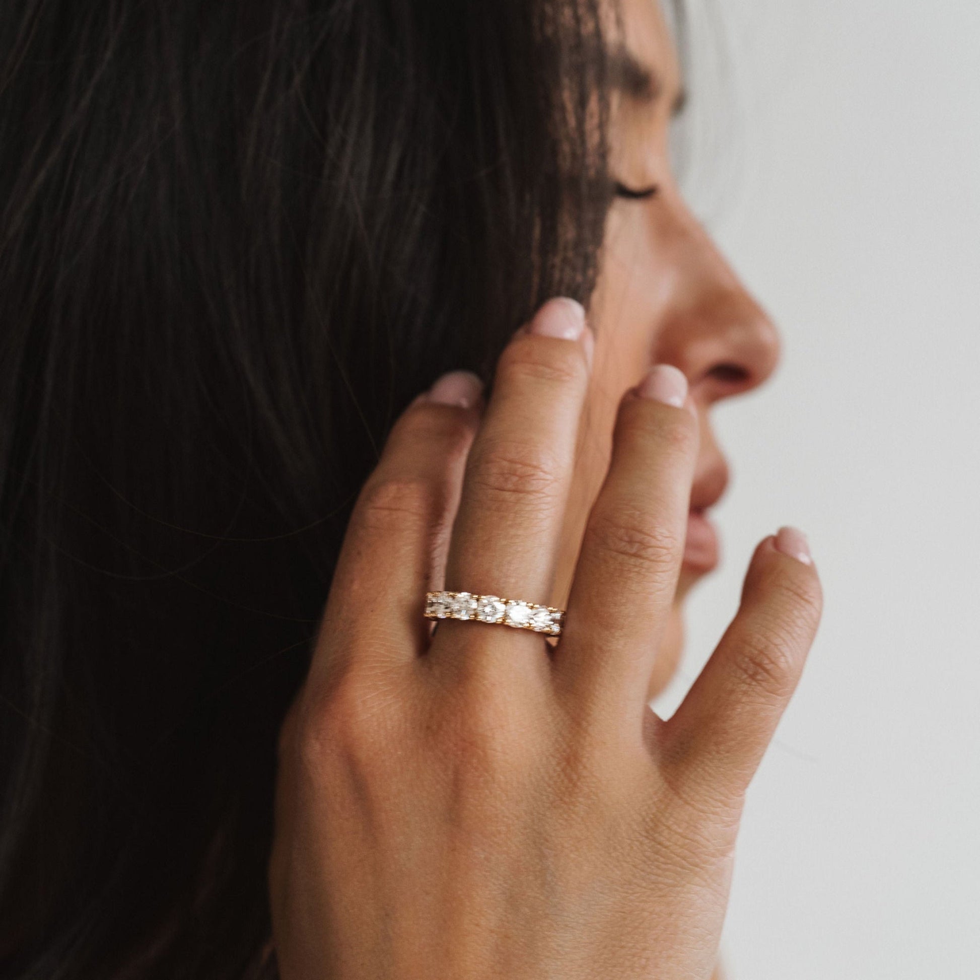 0.25 TCW Round Shaped Half Eternity Lab Grown Diamond Wedding Band