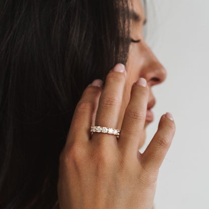 0.25 TCW Round Shaped Half Eternity Lab Grown Diamond Wedding Band