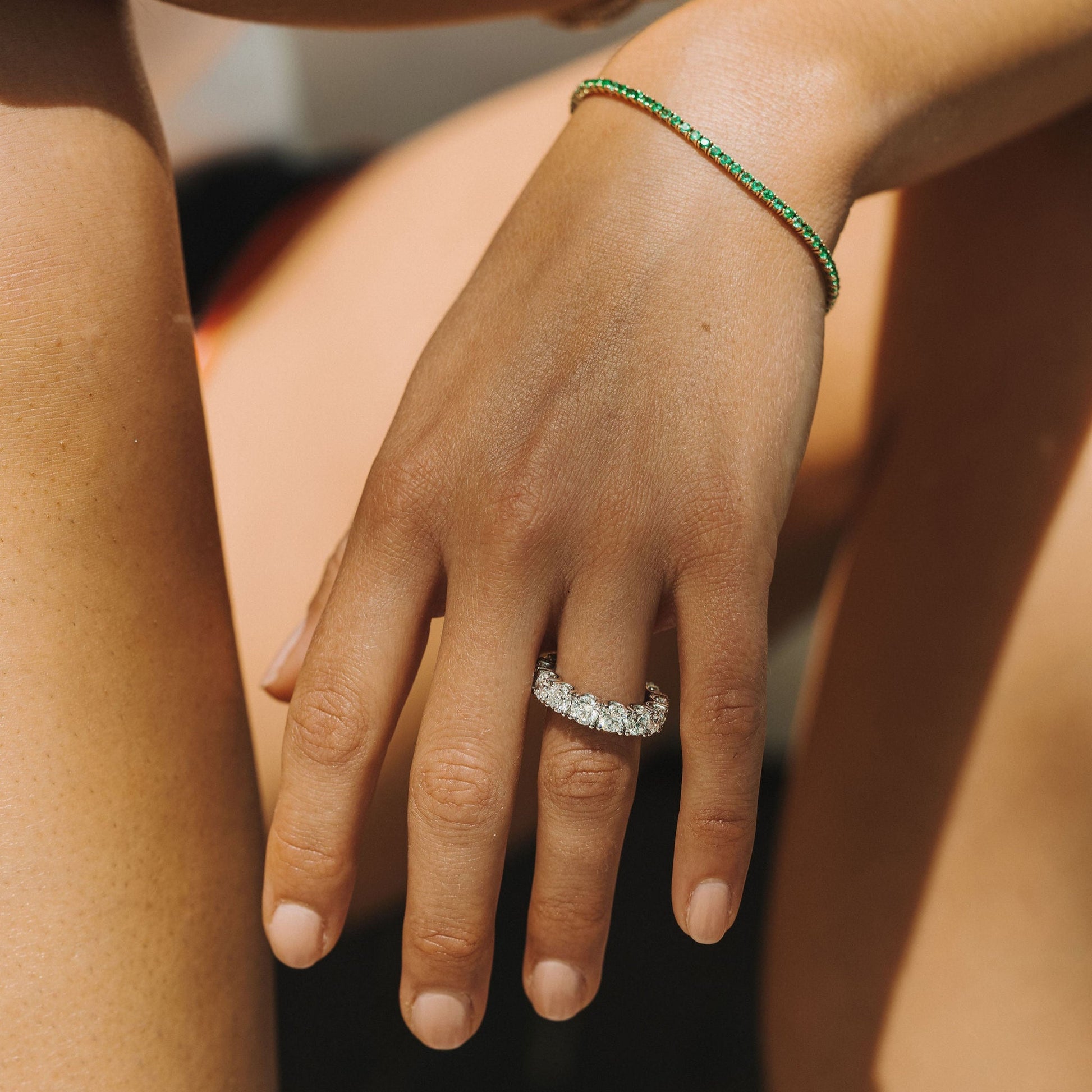 0.25 TCW Round Shaped Half Eternity Lab Grown Diamond Wedding Band