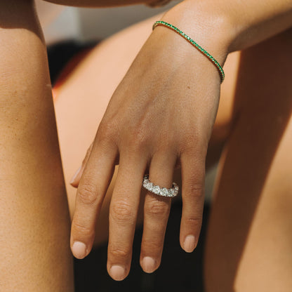 0.25 TCW Round Shaped Half Eternity Lab Grown Diamond Wedding Band