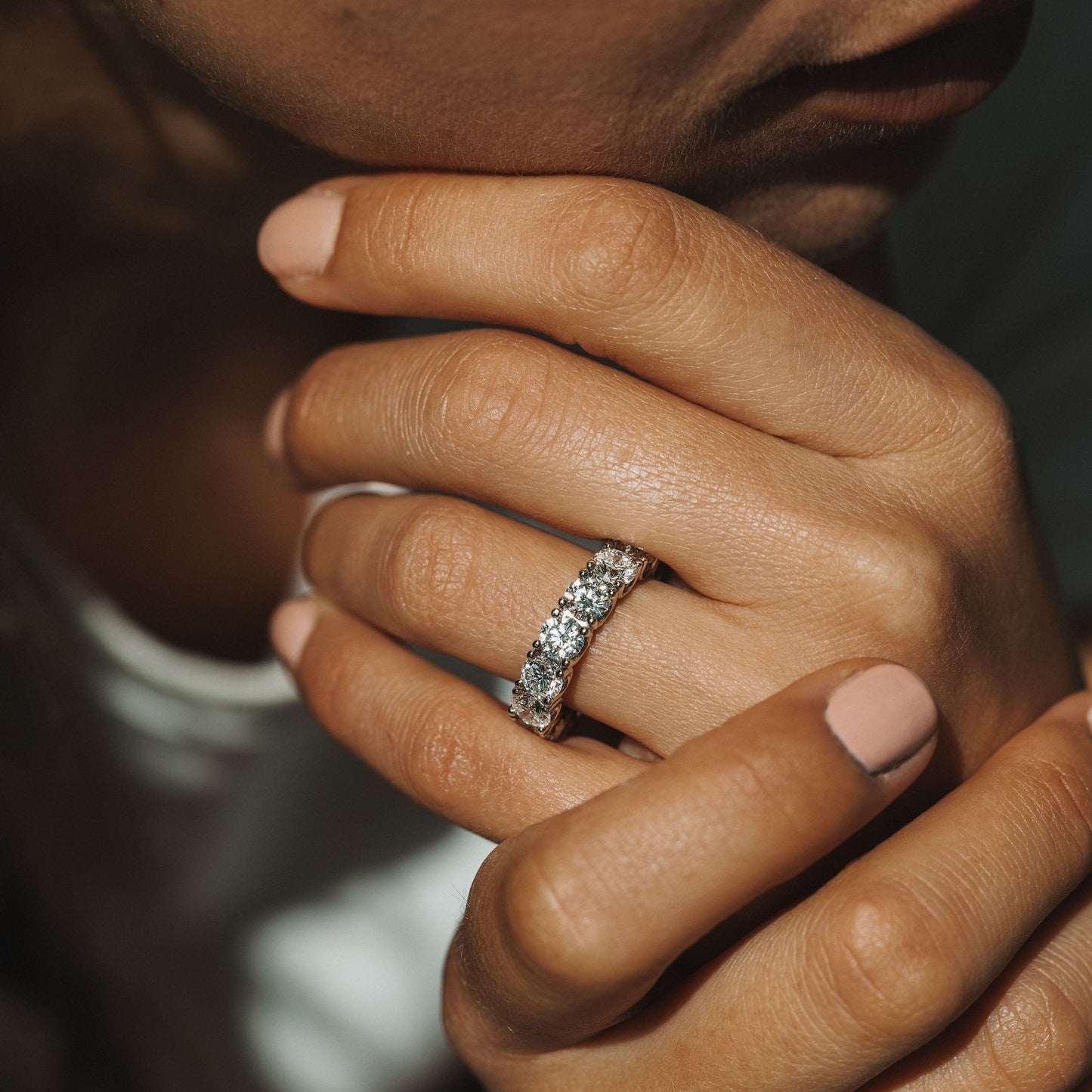 0.25 TCW Round Shaped Half Eternity Lab Grown Diamond Wedding Band