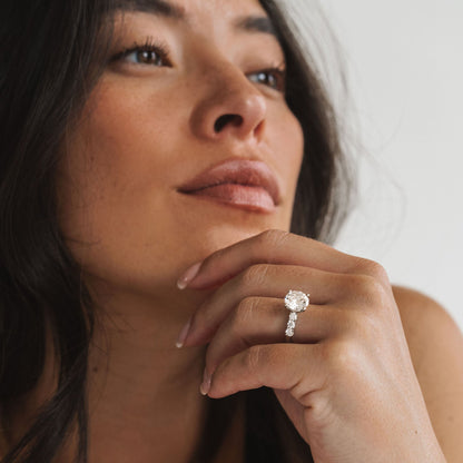 Marquise Shaped Three Stone Lab Grown Diamond Engagement Ring