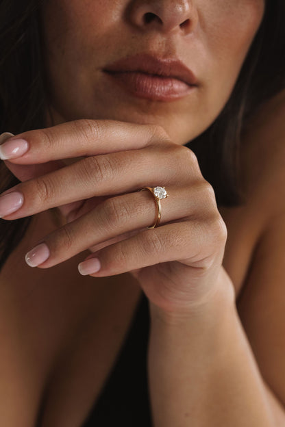 Marquise Shaped Three Stone Lab Grown Diamond Engagement Ring