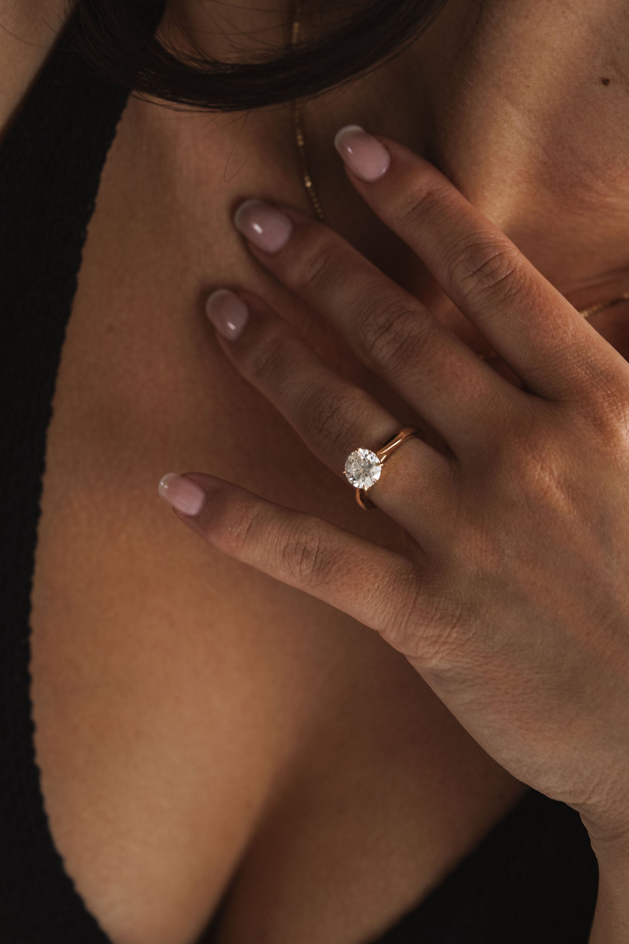 Marquise Shaped Three Stone Lab Grown Diamond Engagement Ring