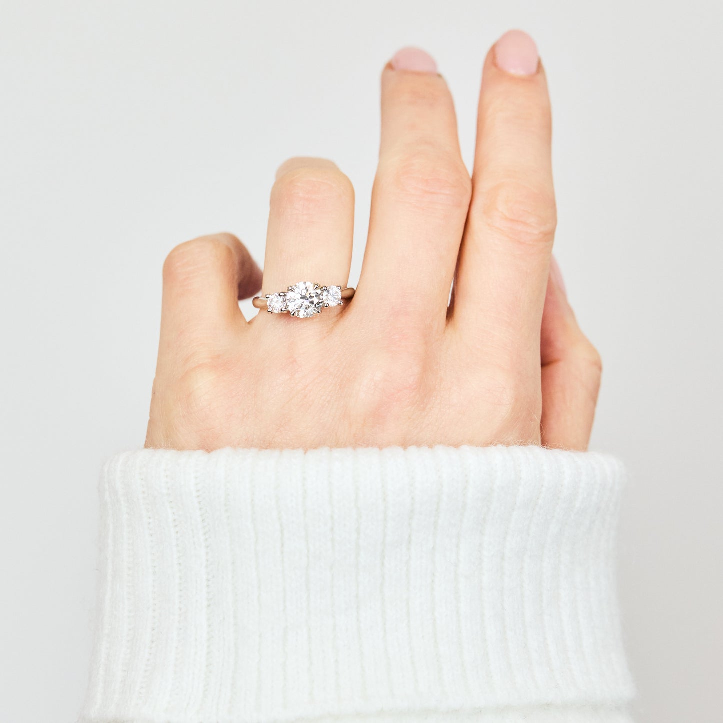 Marquise Shaped Three Stone Lab Grown Diamond Engagement Ring