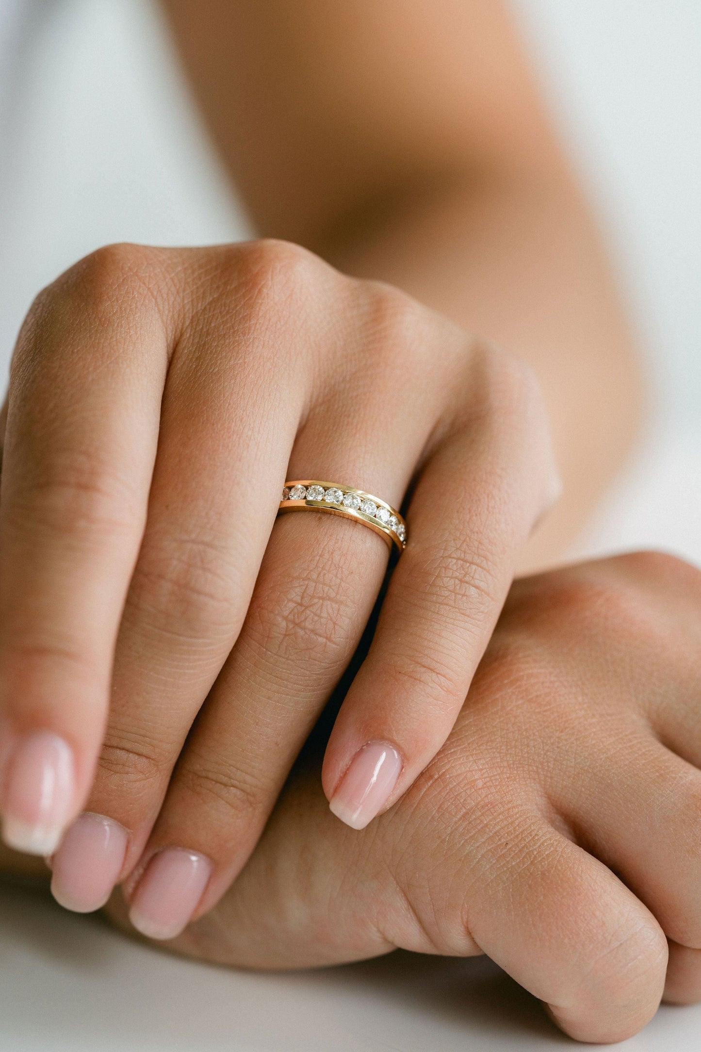 0.25 TCW Round Shaped Half Eternity Lab Grown Diamond Wedding Band