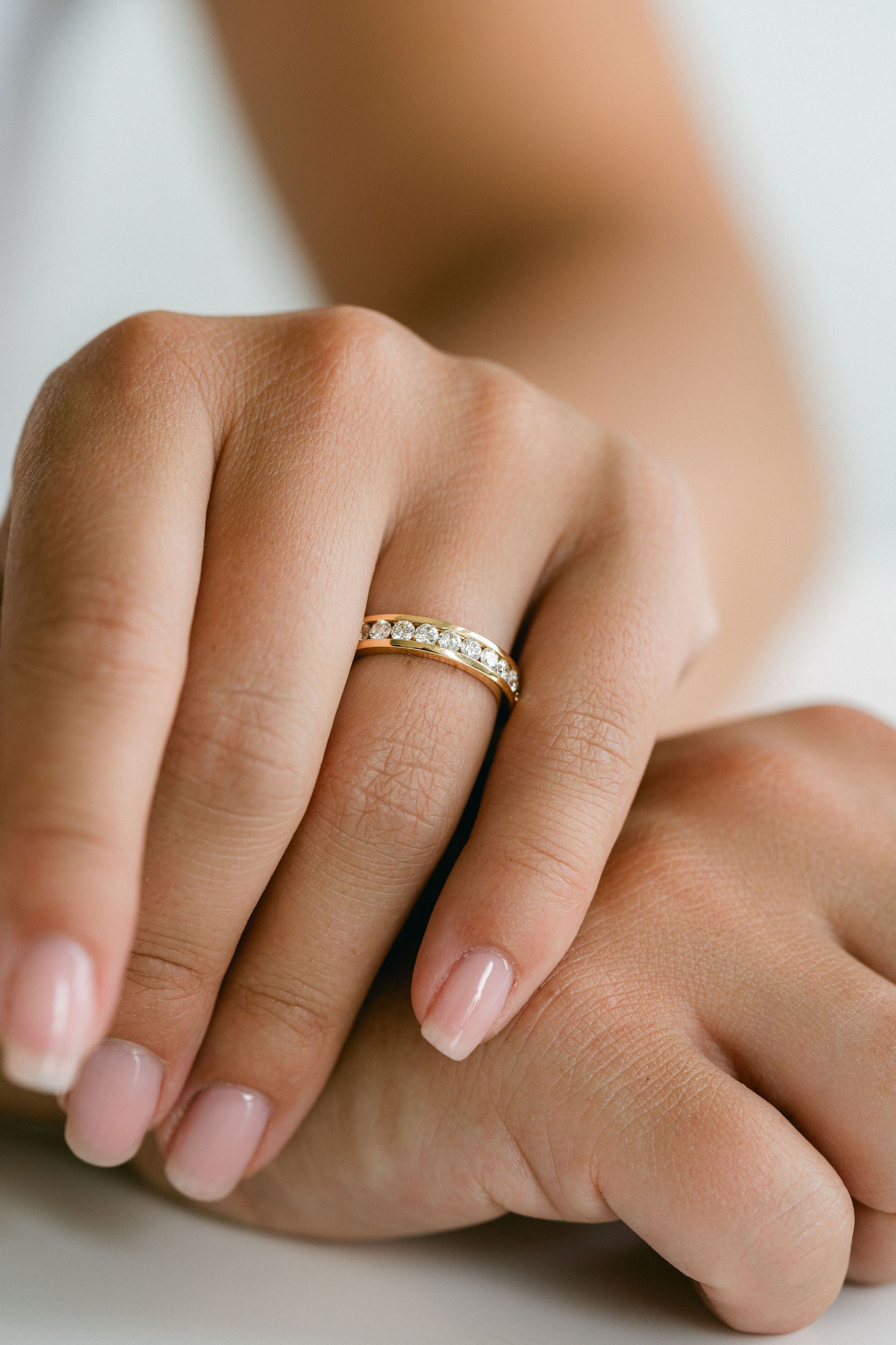 0.25 TCW Round Shaped Half Eternity Lab Grown Diamond Wedding Band