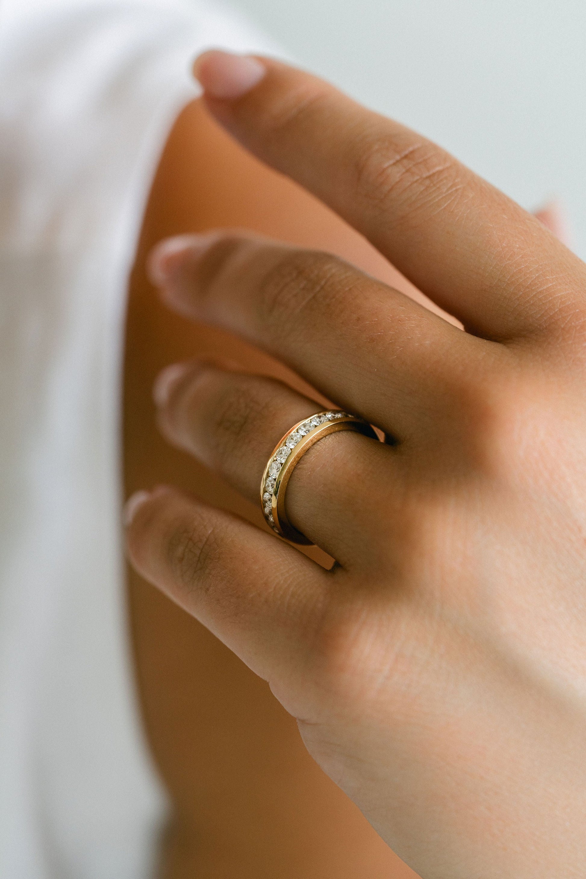 0.25 TCW Round Shaped Half Eternity Lab Grown Diamond Wedding Band