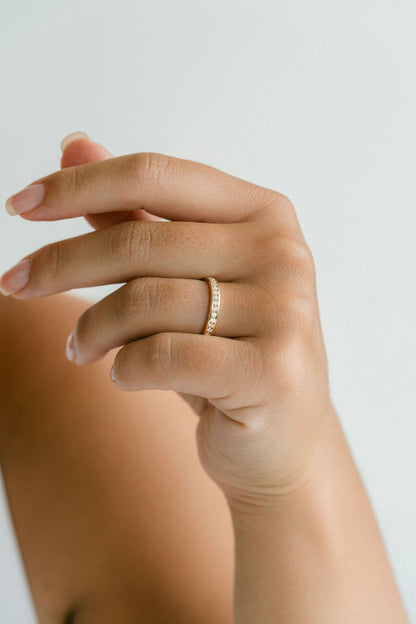 0.25 TCW Round Shaped Half Eternity Lab Grown Diamond Wedding Band