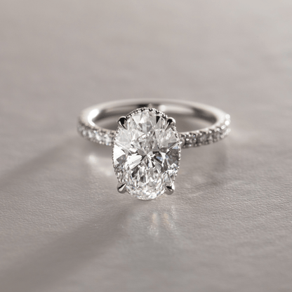Marquise Shaped Three Stone Lab Grown Diamond Engagement Ring