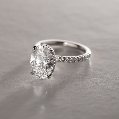 Marquise Shaped Three Stone Lab Grown Diamond Engagement Ring
