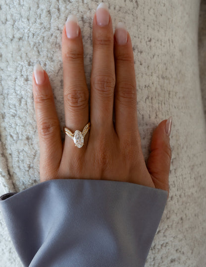 2.5 CT Oval Cut Pave Lab Grown Diamond Ring With Wrap Pave Band