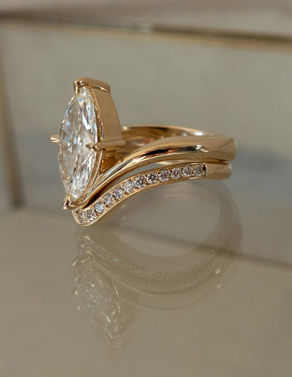 2.5 CT Marquise Cut Solitaire Lab Grown Diamond Ring With Wrap Classic Plain Band