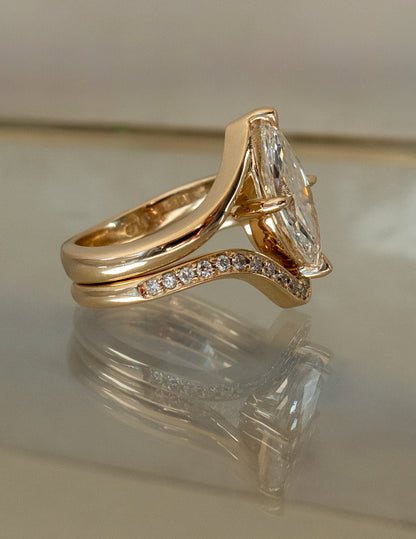 2.5 CT Marquise Cut Solitaire Lab Grown Diamond Ring With Wrap Classic Plain Band