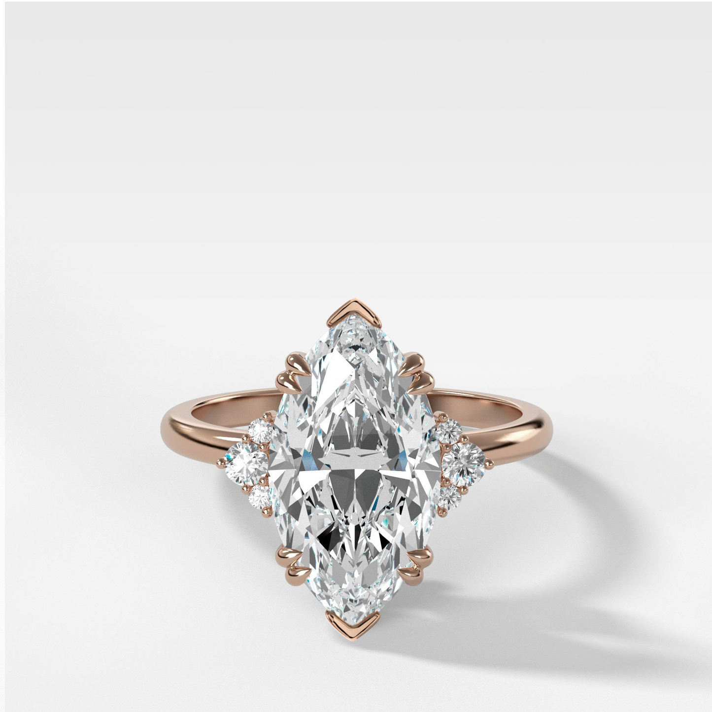 Marquise Shaped Three Stone Lab Grown Diamond Engagement Ring