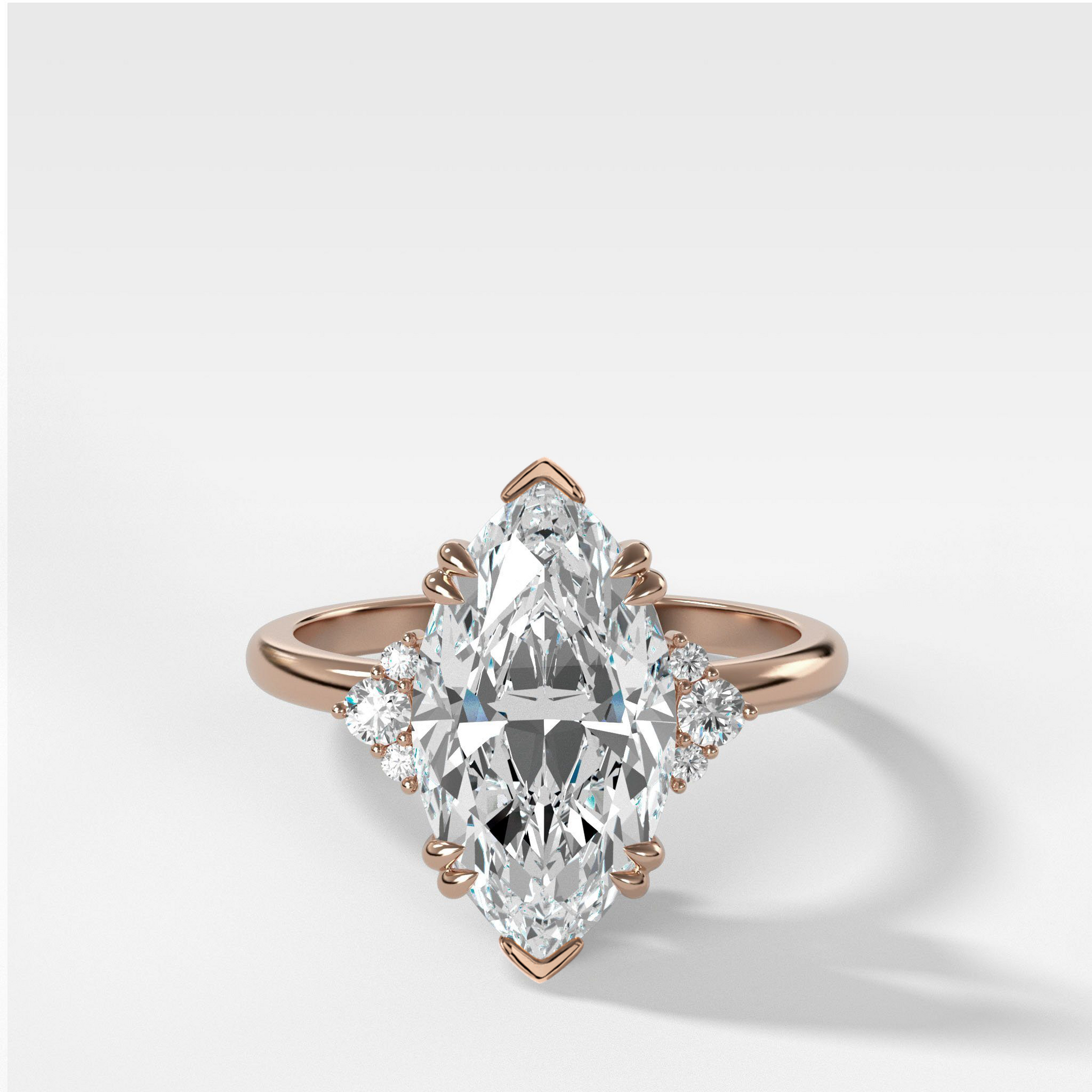 Marquise Shaped Three Stone Lab Grown Diamond Engagement Ring