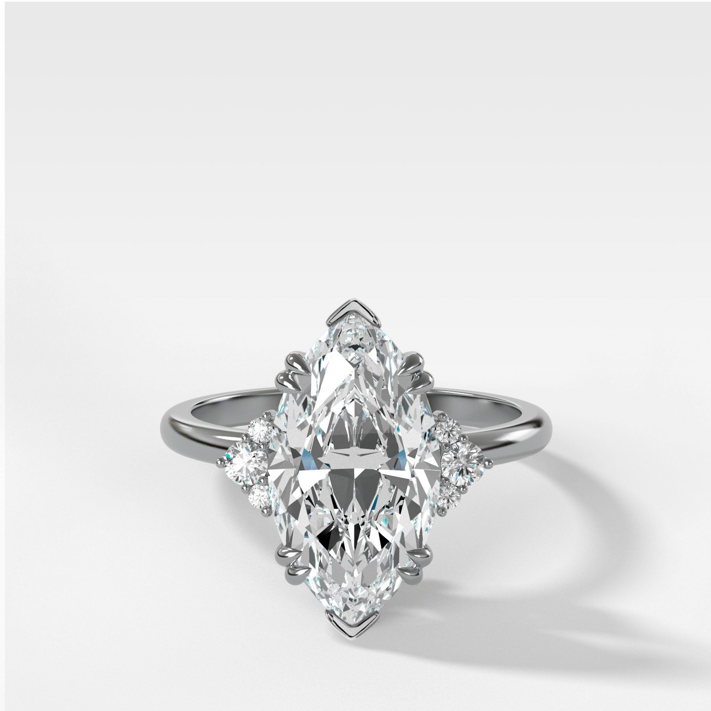 Marquise Shaped Three Stone Lab Grown Diamond Engagement Ring