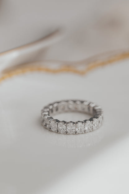 0.25 TCW Round Shaped Half Eternity Lab Grown Diamond Wedding Band