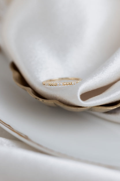 0.25 TCW Round Shaped Half Eternity Lab Grown Diamond Wedding Band