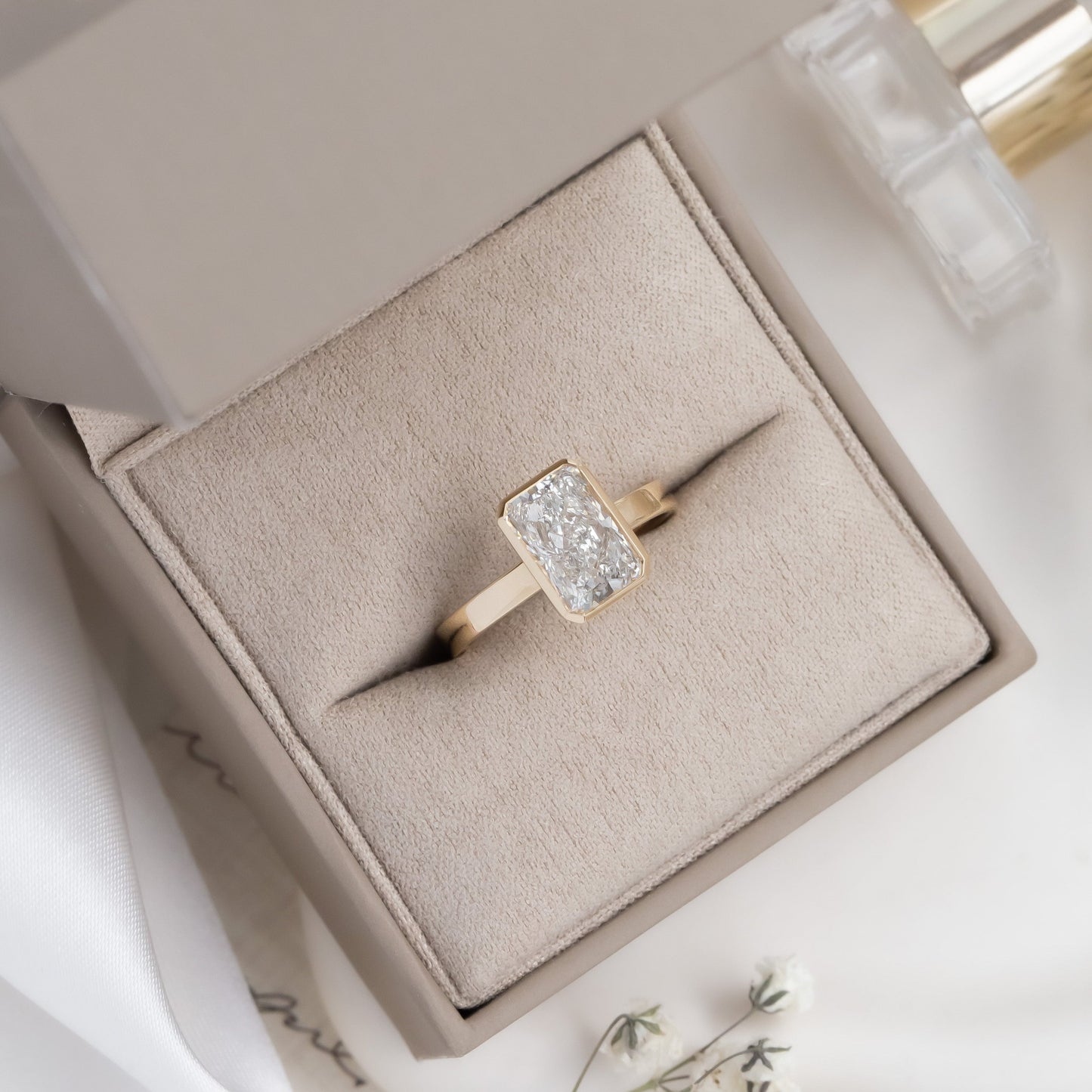 Marquise Shaped Three Stone Lab Grown Diamond Engagement Ring