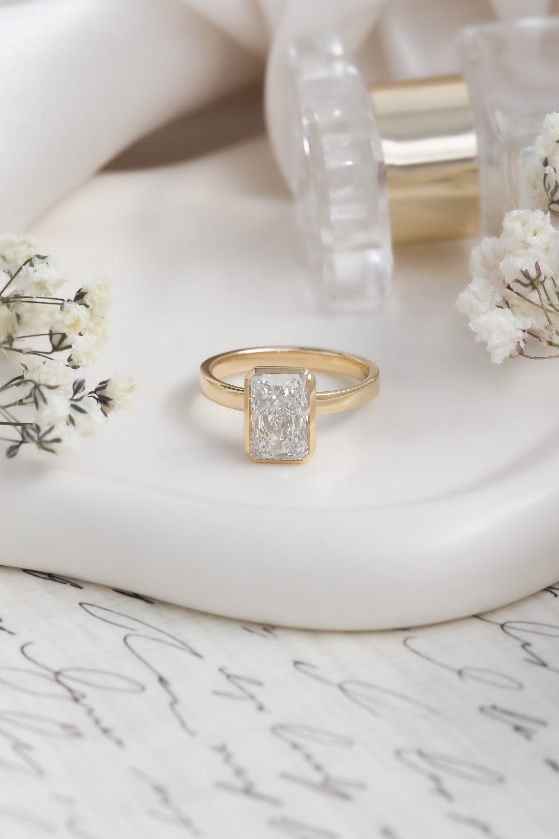 Marquise Shaped Three Stone Lab Grown Diamond Engagement Ring