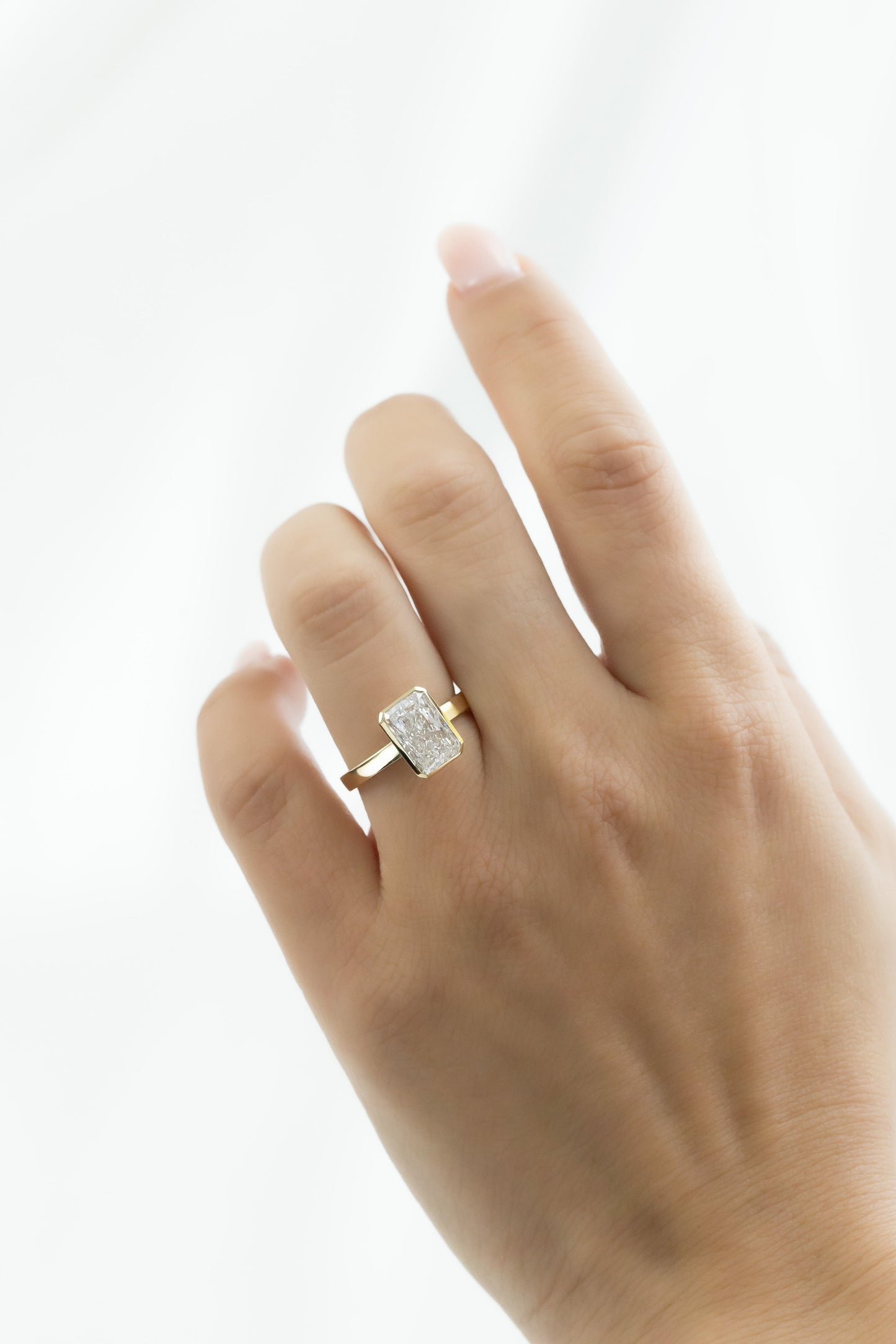 Marquise Shaped Three Stone Lab Grown Diamond Engagement Ring