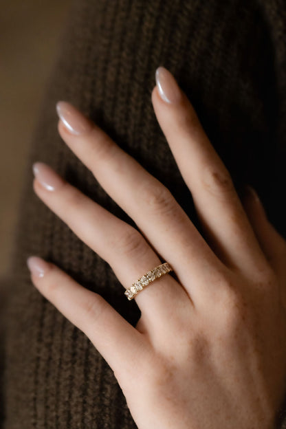 0.25 TCW Round Shaped Half Eternity Lab Grown Diamond Wedding Band