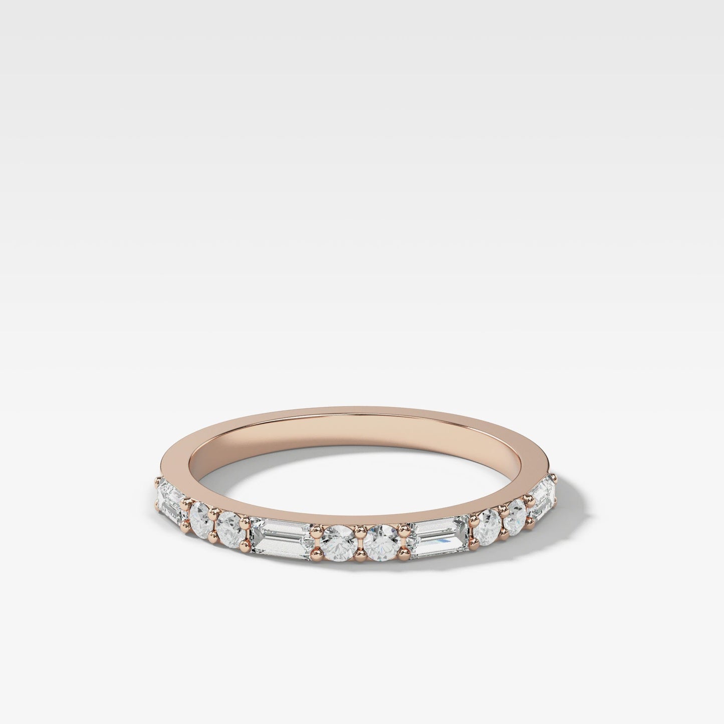 0.25 TCW Round Shaped Half Eternity Lab Grown Diamond Wedding Band