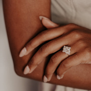 Marquise Shaped Three Stone Lab Grown Diamond Engagement Ring