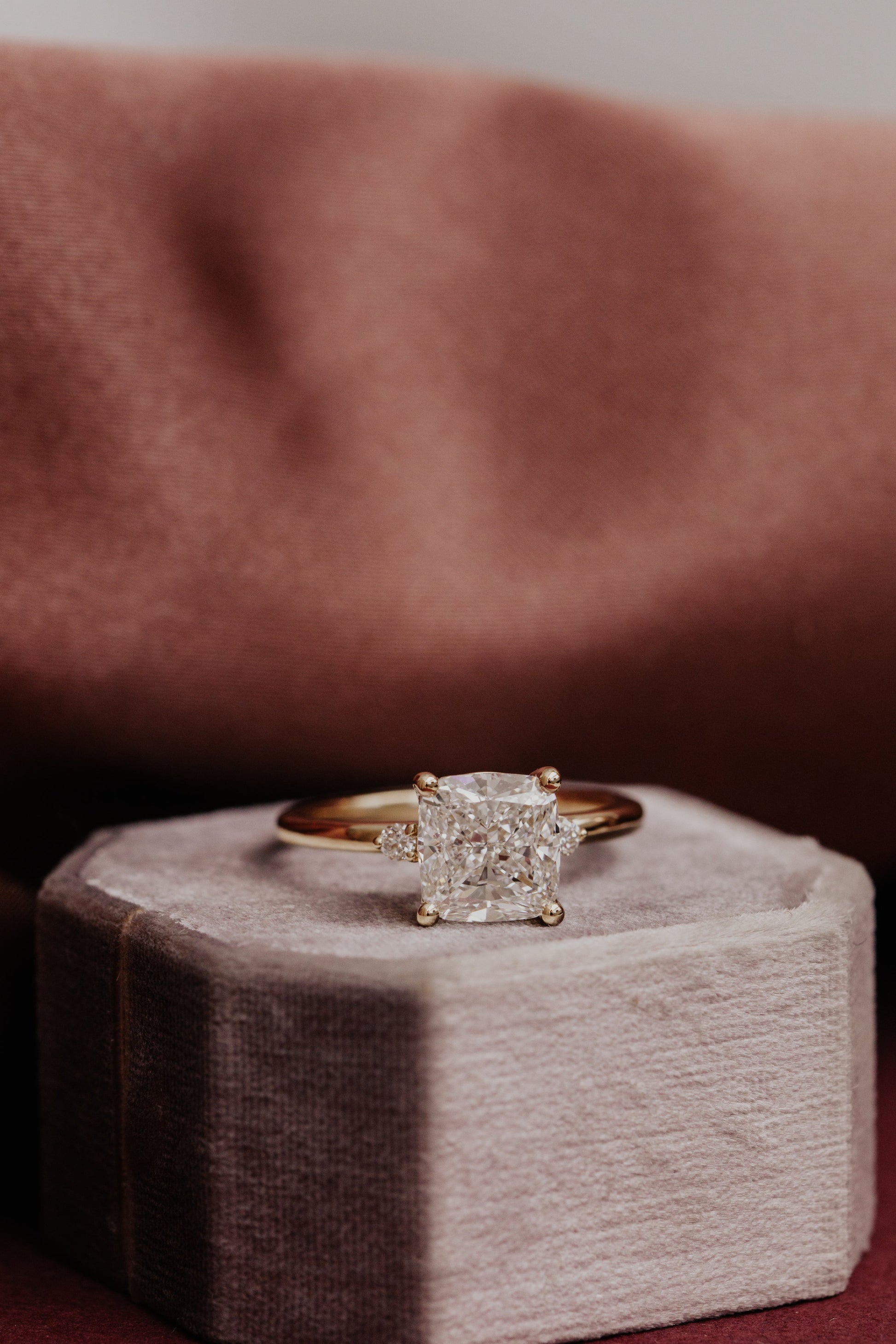 Marquise Shaped Three Stone Lab Grown Diamond Engagement Ring
