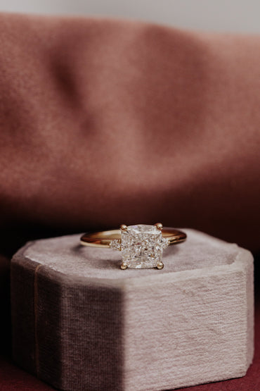 Marquise Shaped Three Stone Lab Grown Diamond Engagement Ring