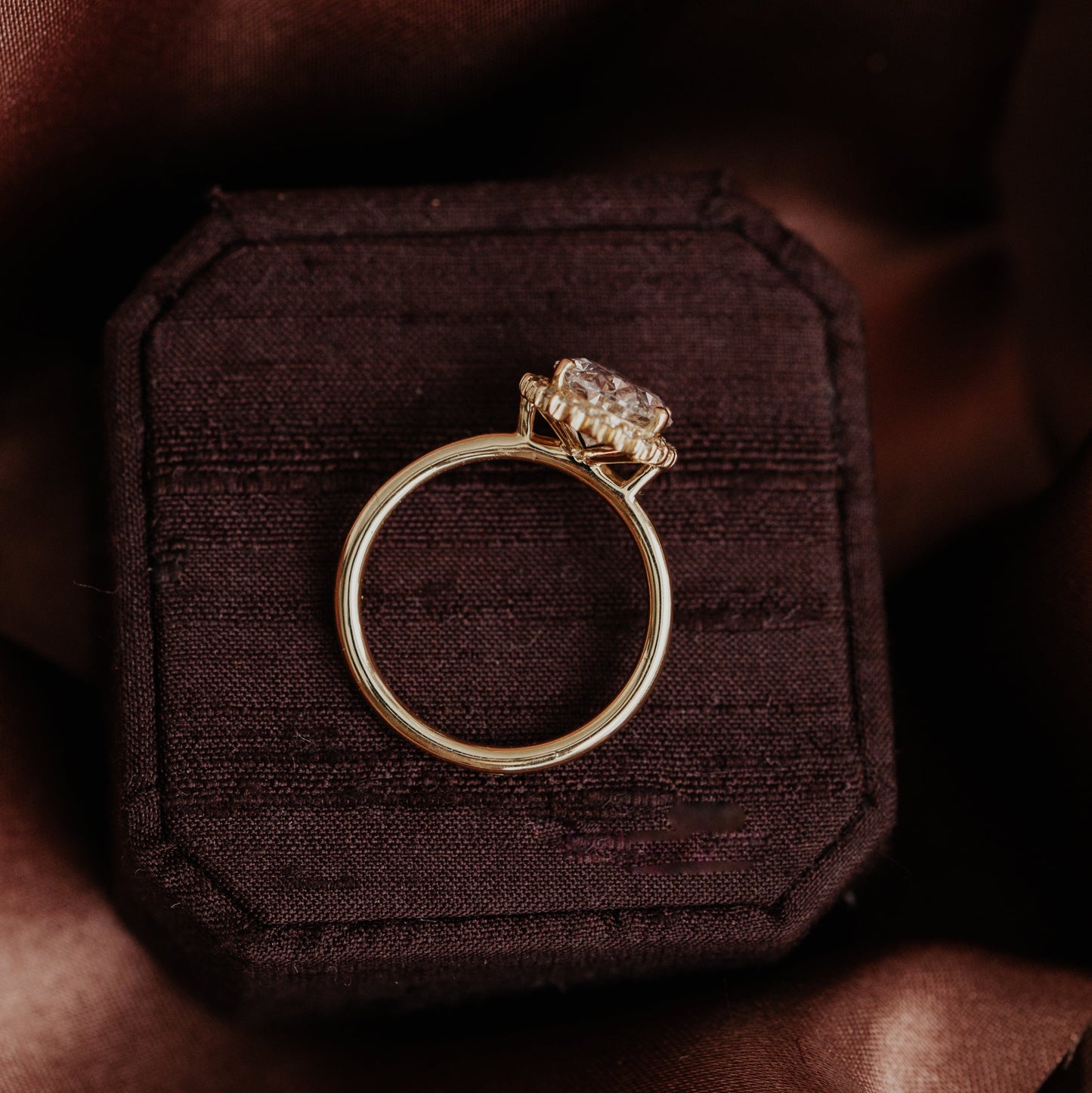 Marquise Shaped Three Stone Lab Grown Diamond Engagement Ring